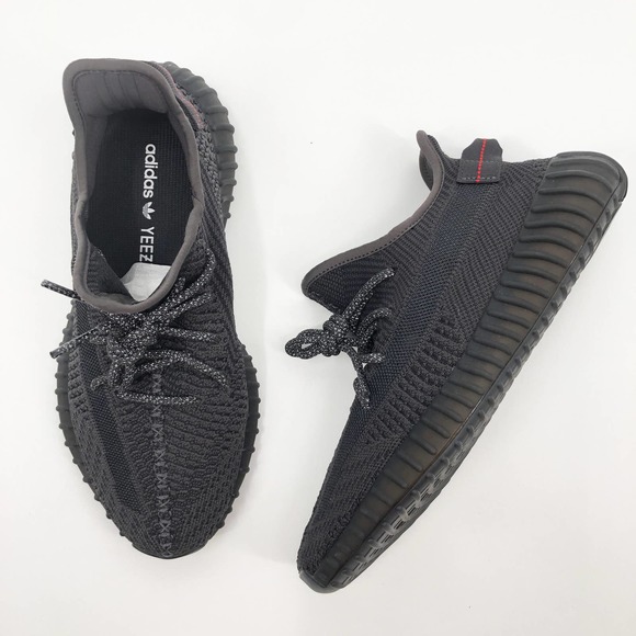Adidas Yeezy Boost 350 V2 Static Black Non-Reflective Running Shoes 9 - Picture 7 of 12